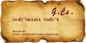 Grünblatt Csák névjegykártya
